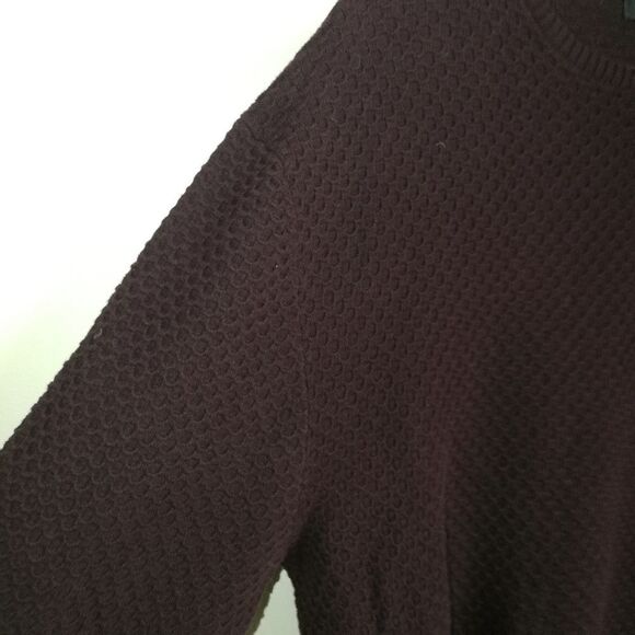 KARL LAGERFELD Burgundy Honeycoomb Cotton Knit Crewneck Sweater Size Medium - Picture 6 of 13